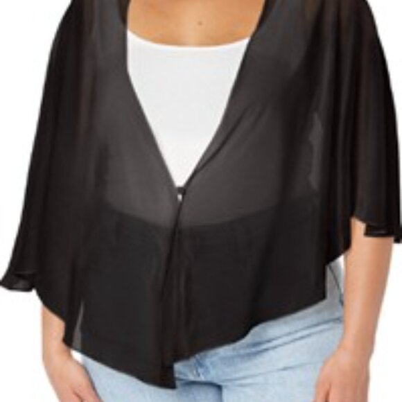 plus size sheer chiffon  black shrug bolero open front size 5X Zanzea - Picture 3 of 16